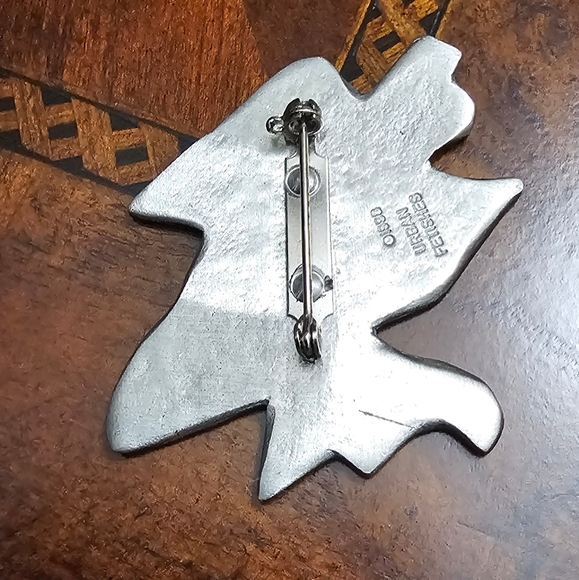 Vintage Pewter Floral Brooch circa 1998 by Urban Fetishes EUC - Picture 3 of 5